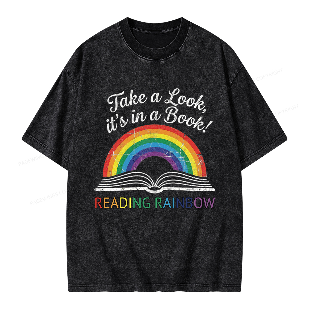 Pagewings Reading Rainbow Unisex Washed T-shirt