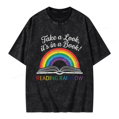 Pagewings Reading Rainbow Unisex Washed T-shirt