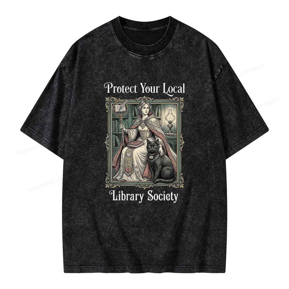 Pagewings Defend Your Local Public Library Unisex Washed T-shirt