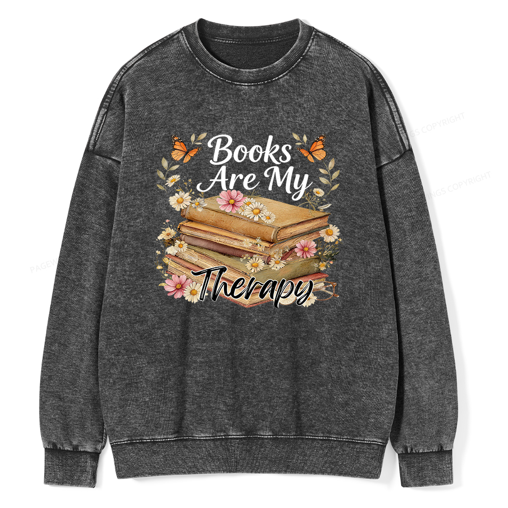 Pagewings Books Are My Therapy Unisex Washed Sweatshirt