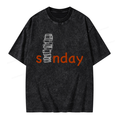 Pagewings Funny Sunday Reading Unisex Washed T-shirt