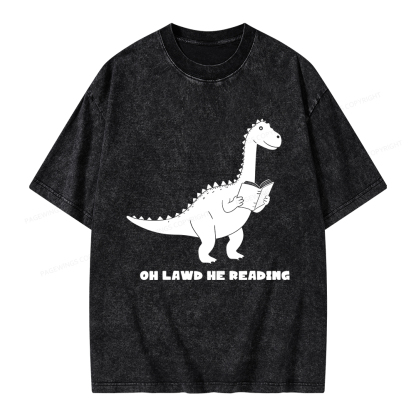 Pagewings Oh Lawd He Reading Unisex Washed T-shirt