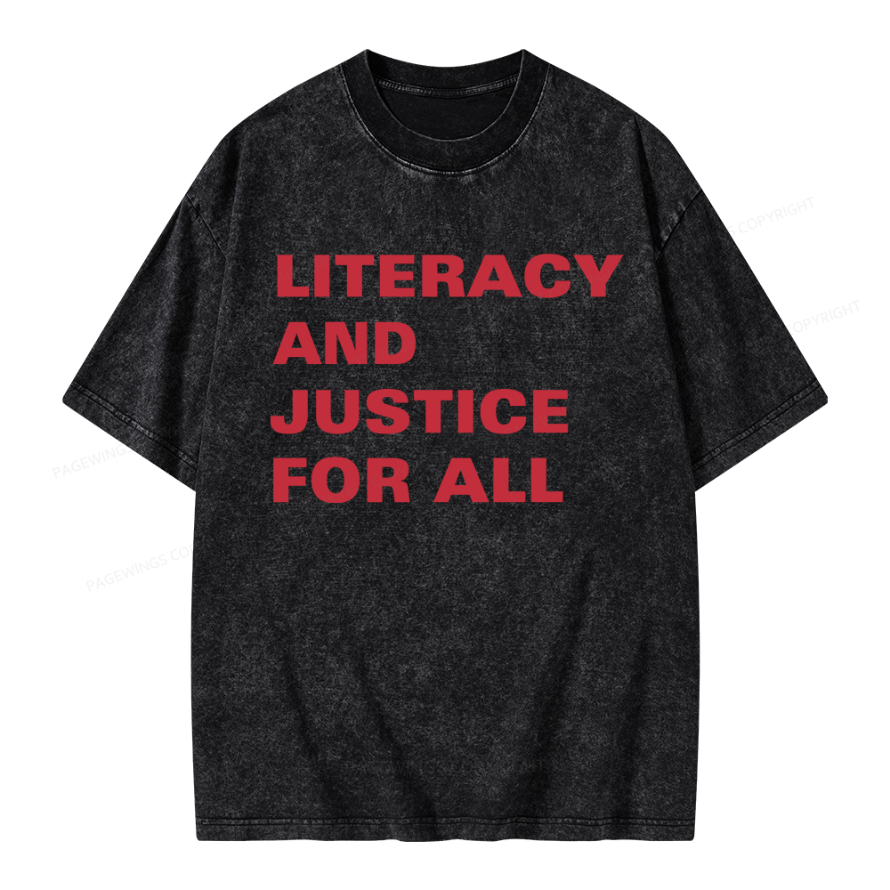Pagewings Literacy And Justice For All Unisex Washed T-shirt