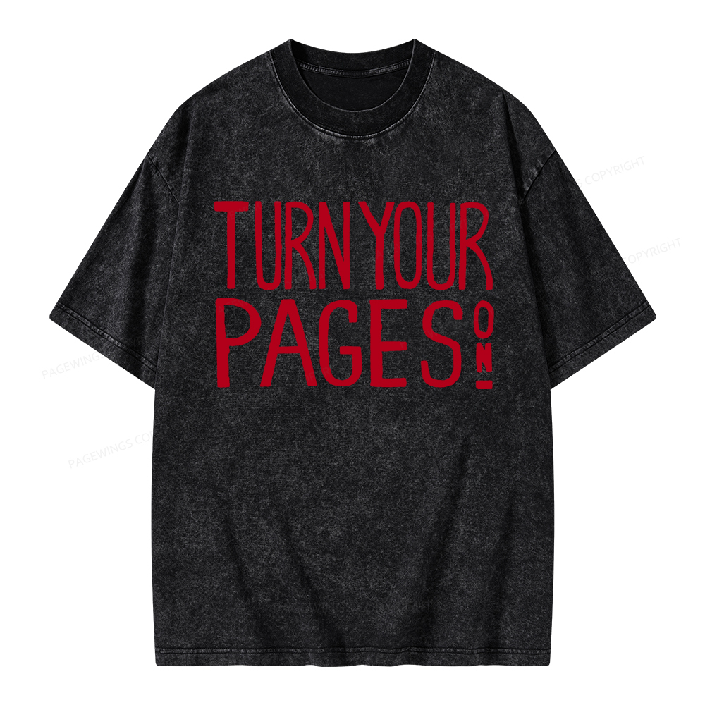 Pagewings Turn Your Pages On Unisex Washed T-shirt