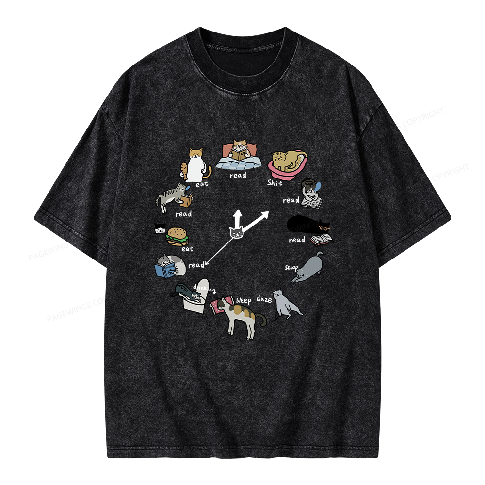 Pagewings Cat Read Unisex Washed T-shirt