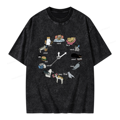 Pagewings Cat Read Unisex Washed T-shirt