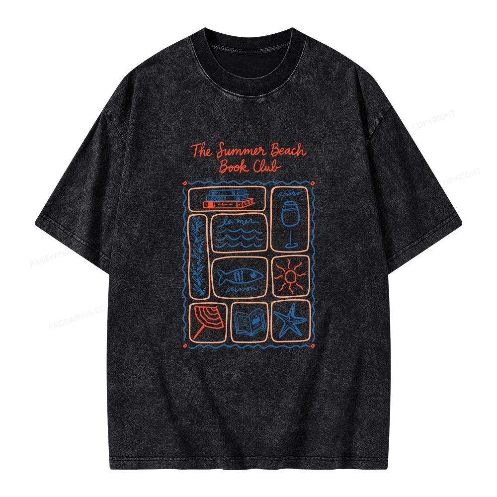 Pagewings The Summer Beach Book Club Unisex Washed T-shirt