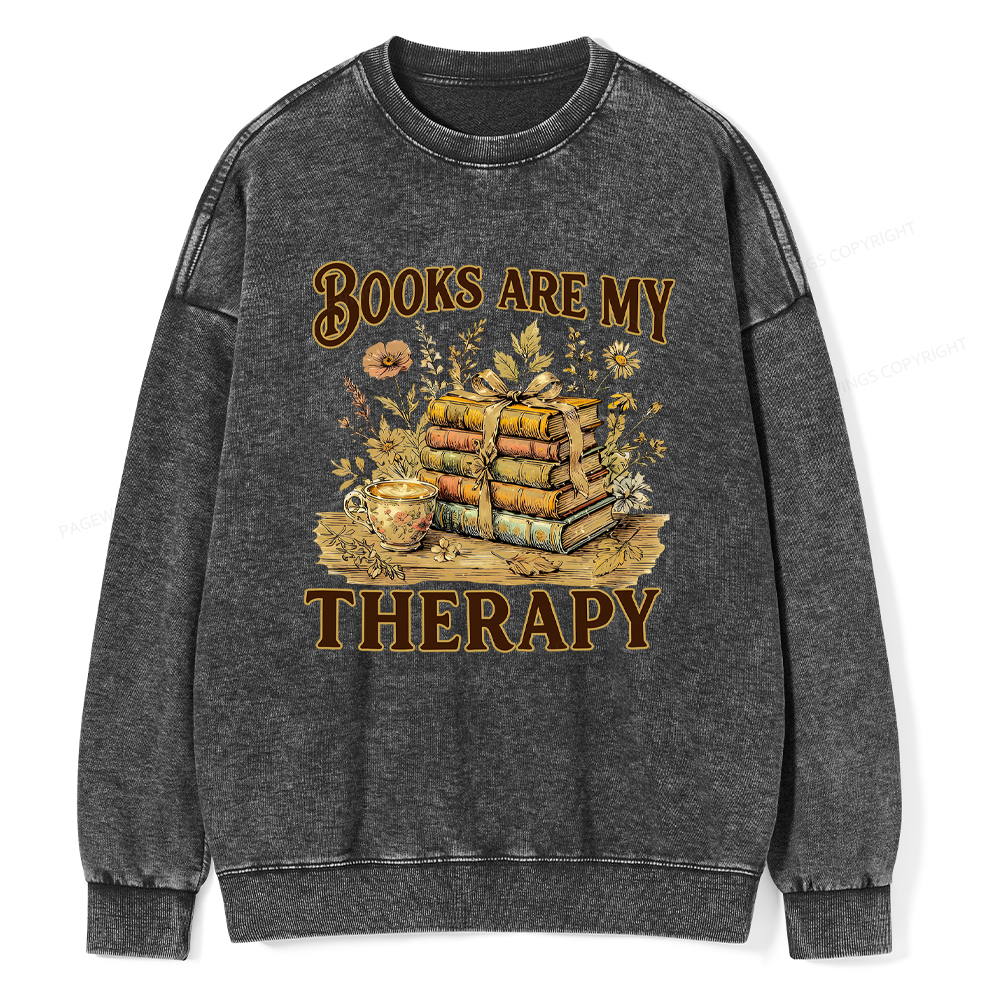 Pagewings Books Are My Therapy Unisex Washed Sweatshirt