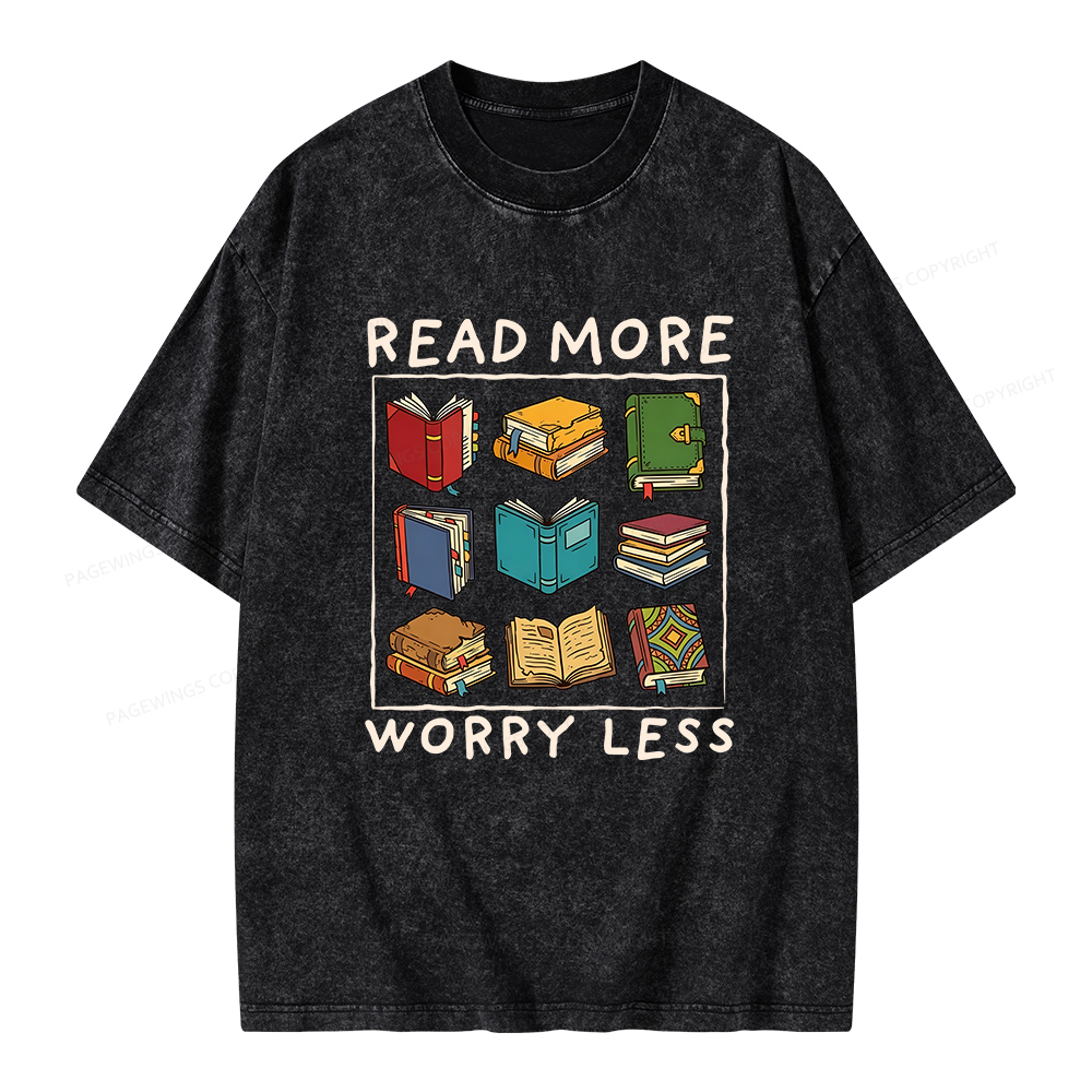 Pagewings Read More Worry Less Unisex Washed T-shirt