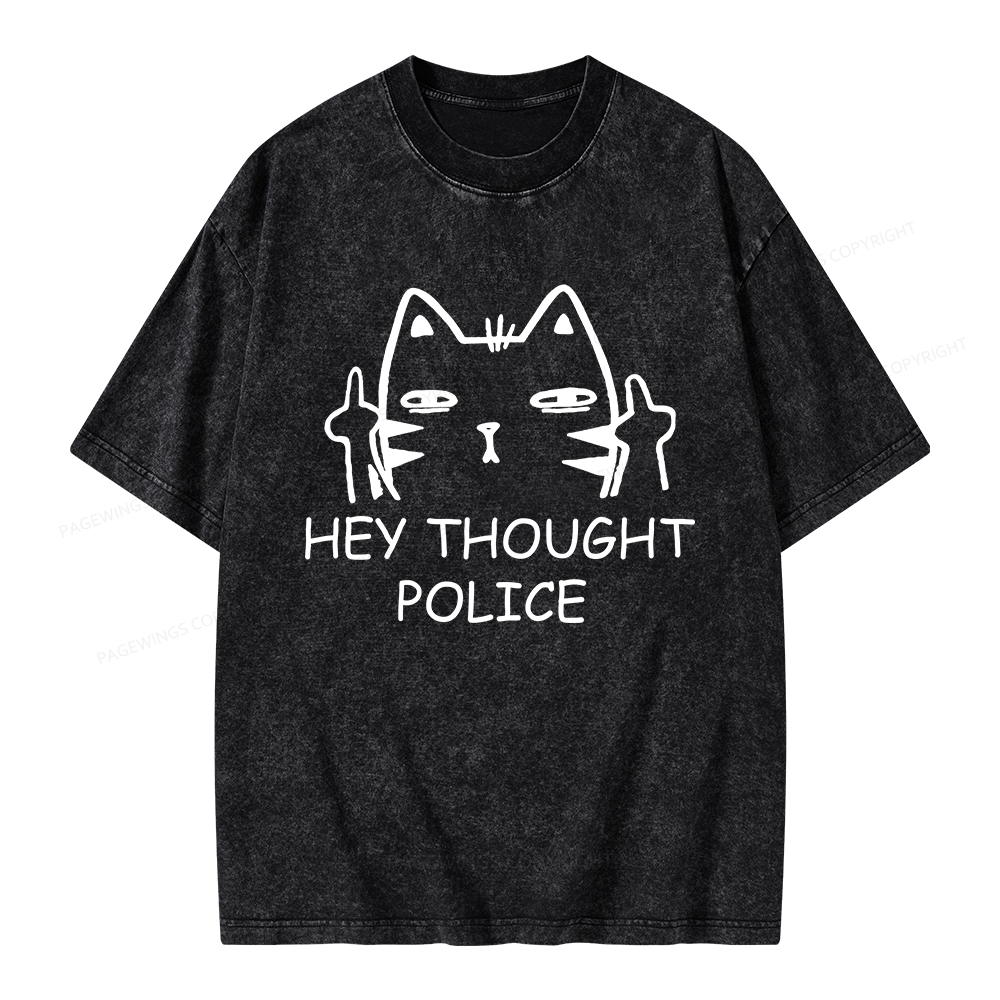 Pagewings Hey Thought Police Unisex Washed T-shirt