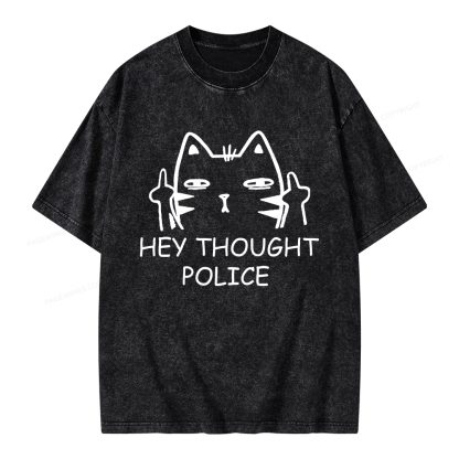 Pagewings Hey Thought Police Unisex Washed T-shirt