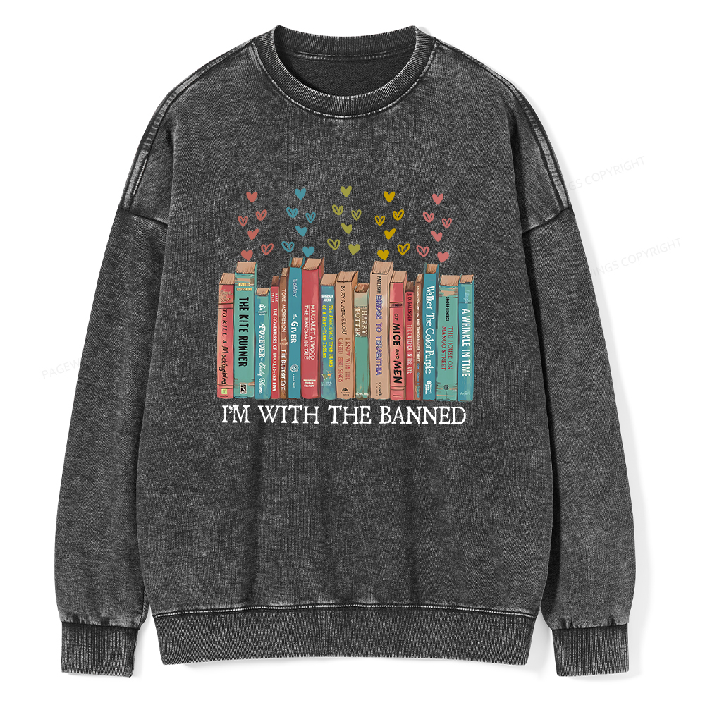 Pagewings I‘m With The Banned Unisex Washed Sweatshirt