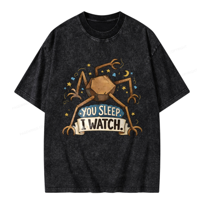 Pagewings You Sleep I Watch Unisex Washed T-shirt