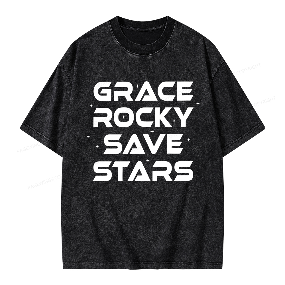 Pagewings Grace Rocky Save Stars Unisex Washed T-shirt