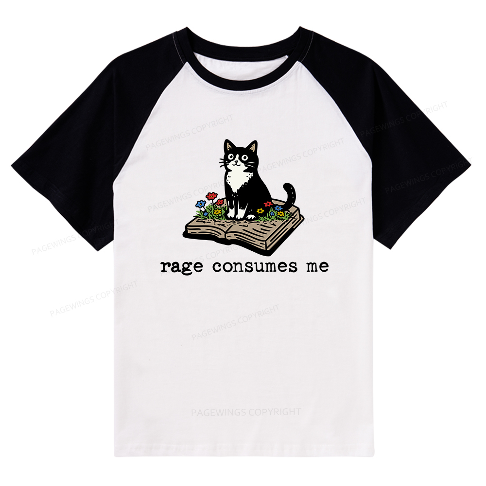 Pagewings Rage Consumes Me Raglan T-shirt