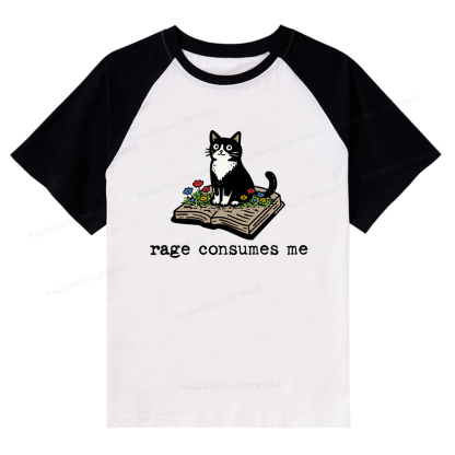 Pagewings Rage Consumes Me Raglan T-shirt
