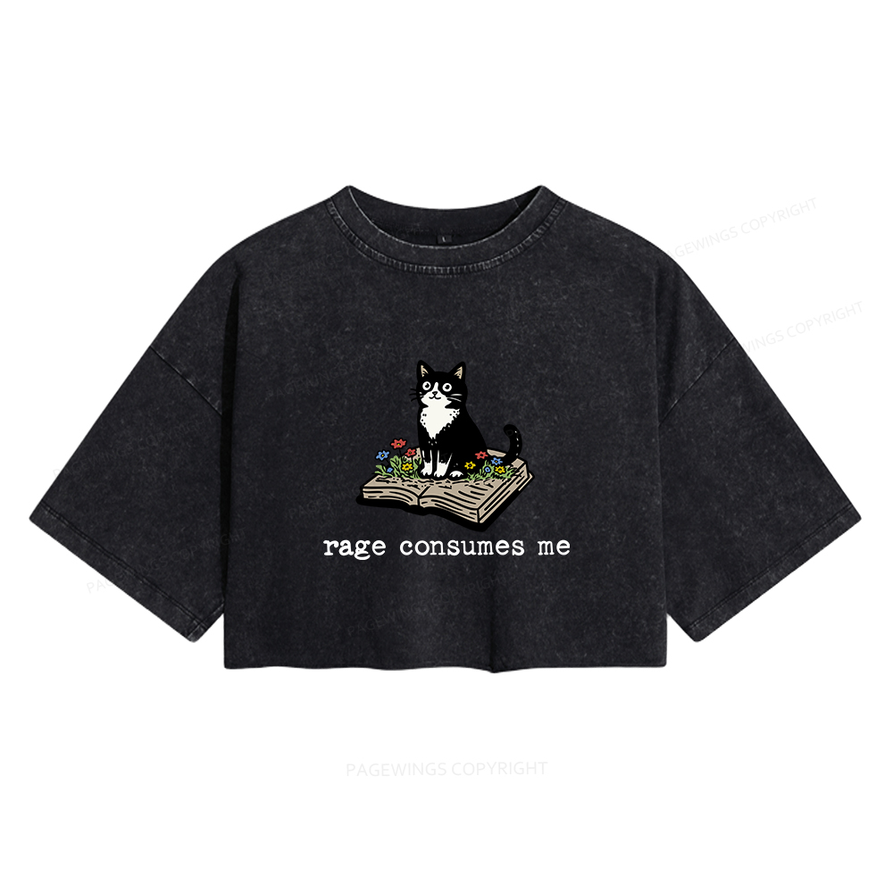 Pagewings Rage Consumes Me Women's Washed Cropped T-shirt