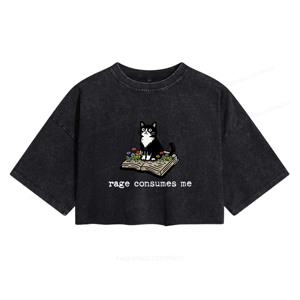 Pagewings Rage Consumes Me Women's Washed Cropped T-shirt