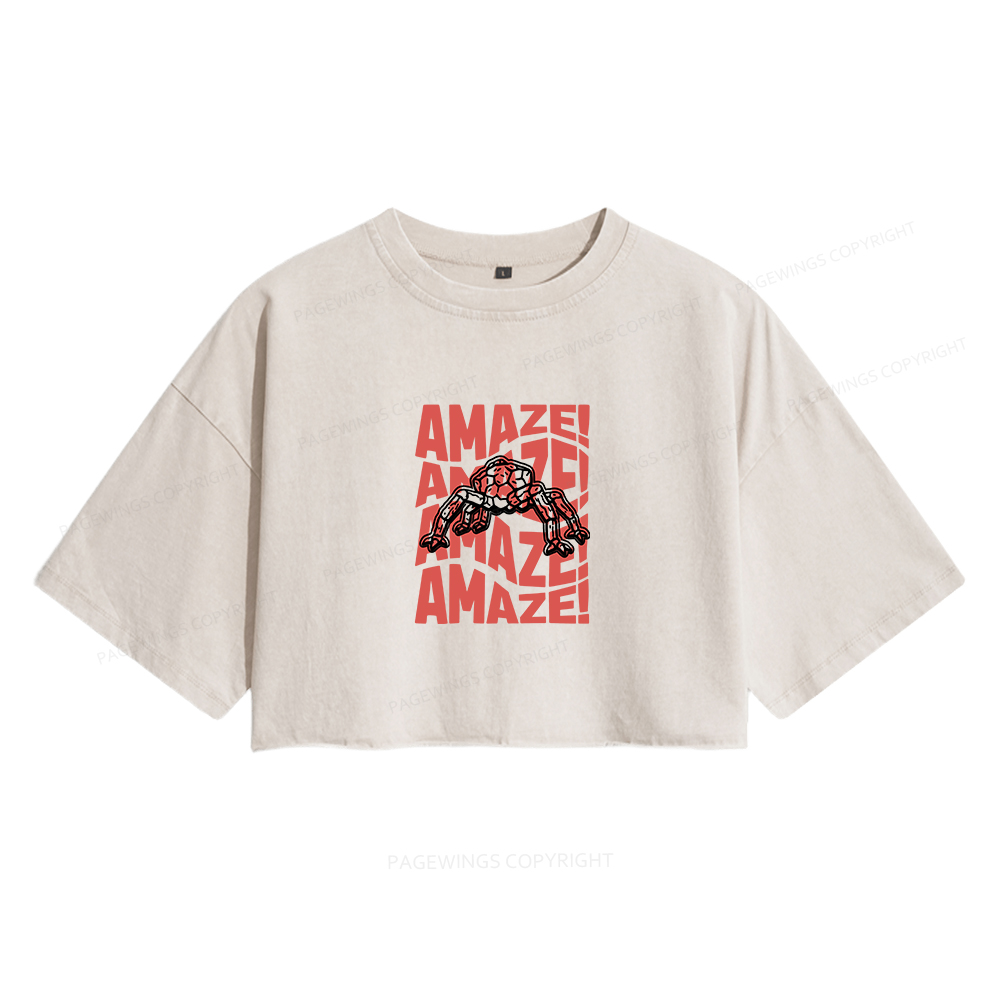 Pagewings Science fiction Fan Women's Washed Cropped T-shirt