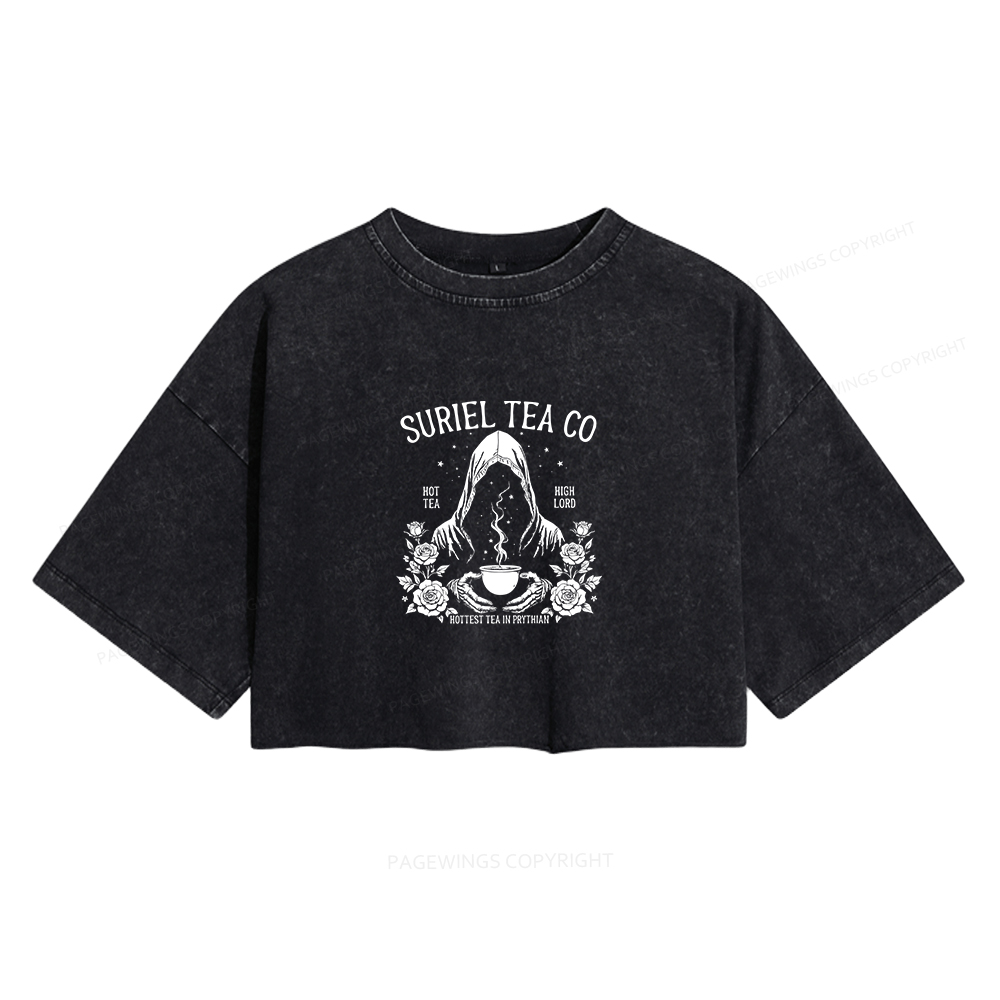 Pagewings Fantasy Reader Women's Washed Cropped T-shirt