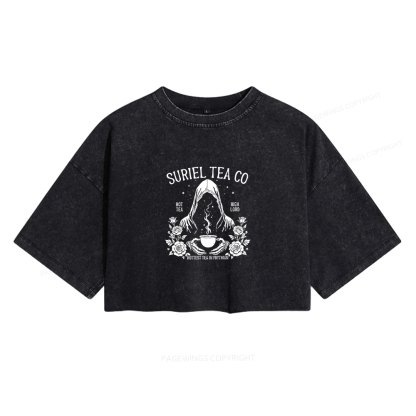Pagewings Fantasy Reader Women's Washed Cropped T-shirt