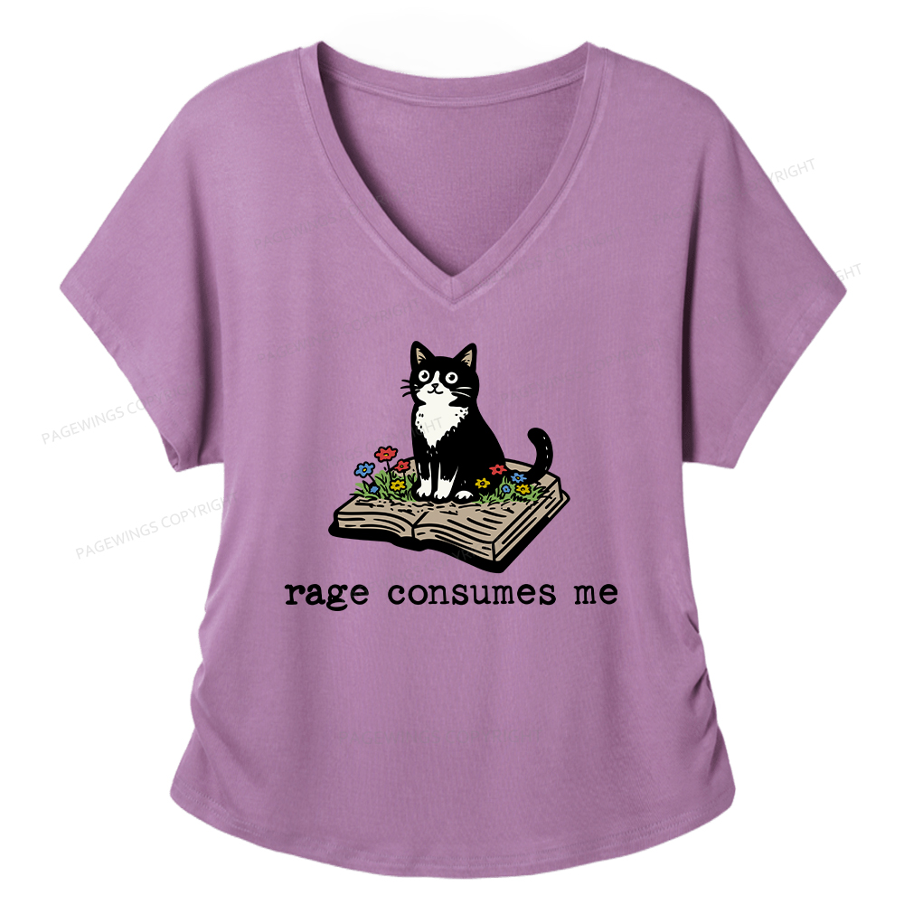 Pagewings Rage Consumes Me Women's Modal V-neck T-shirt  