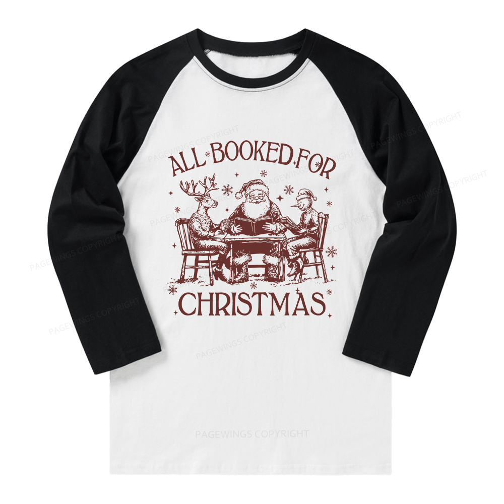 Pagewings Retro All Booked For Christmas Long Sleeve Raglan T-shirt
