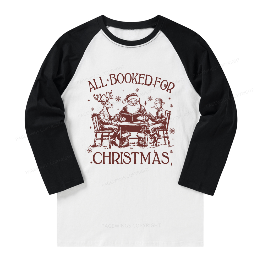Pagewings Retro All Booked For Christmas Long Sleeve Raglan T-shirt