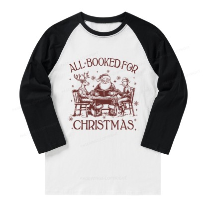 Pagewings Retro All Booked For Christmas Long Sleeve Raglan T-shirt
