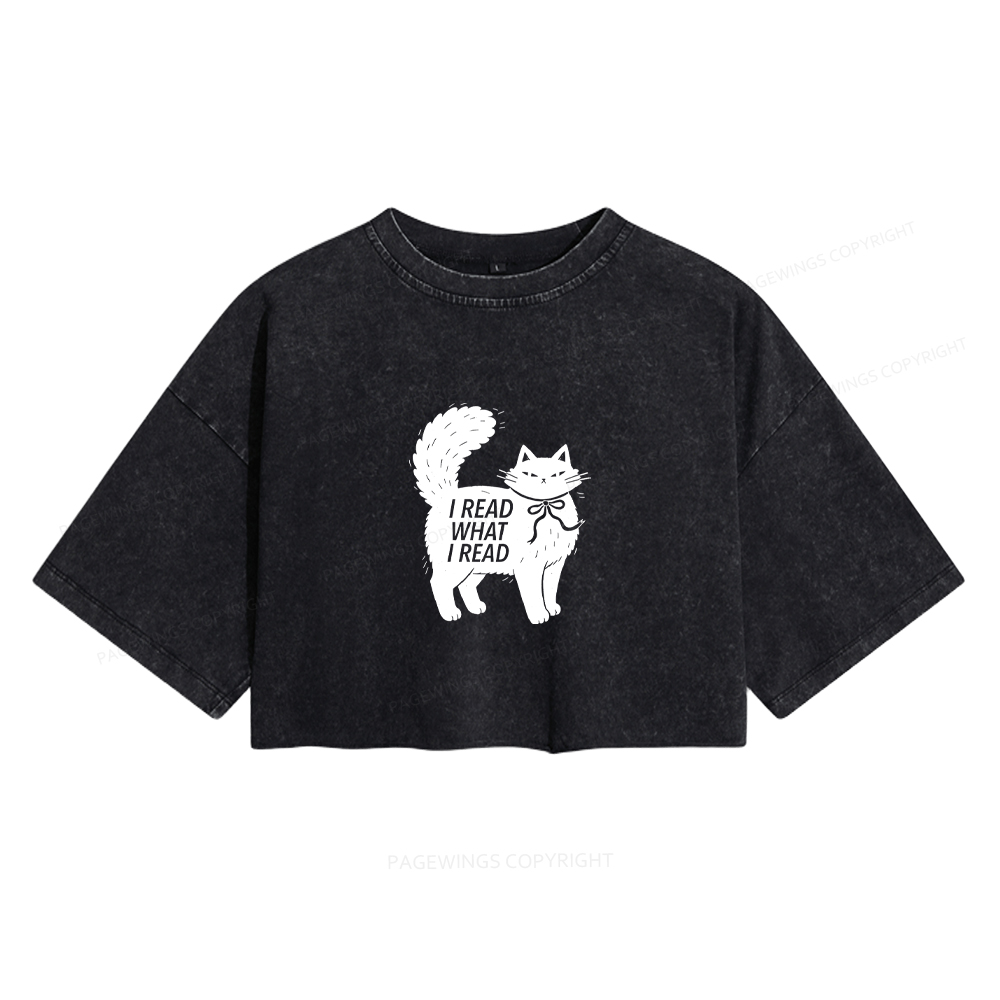 Pagewings I Read What I Read Women's Washed Cropped T-shirt