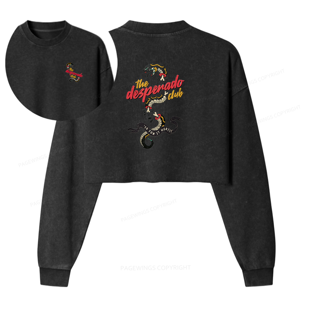 Pagewings The Desperado Club Washed Crop Sweatshirt