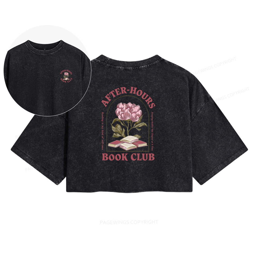 Pagewings After‑Hours Book Club Women's Washed Cropped T-shirt