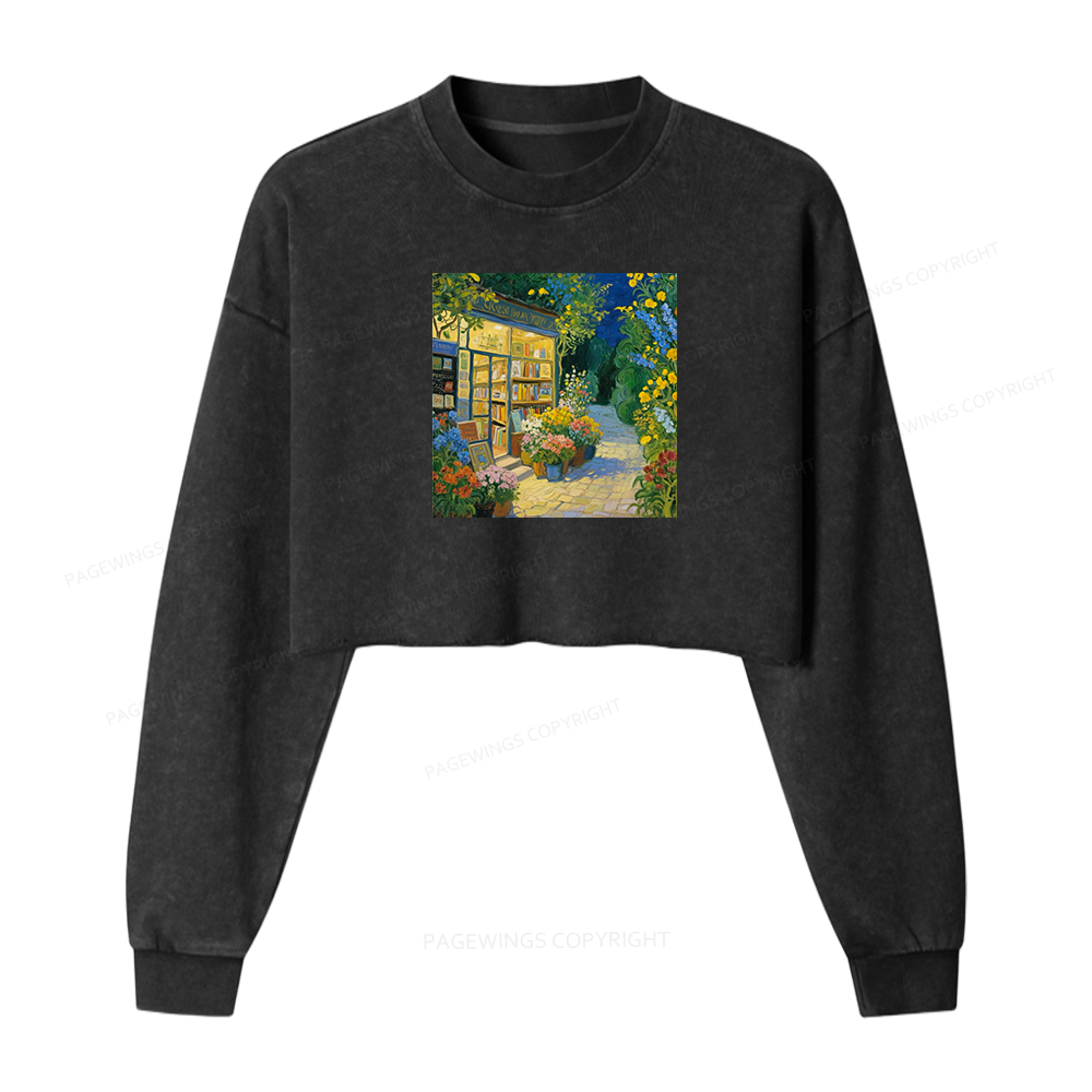 Pagewings Bookshop Washed Crop Sweatshirt
