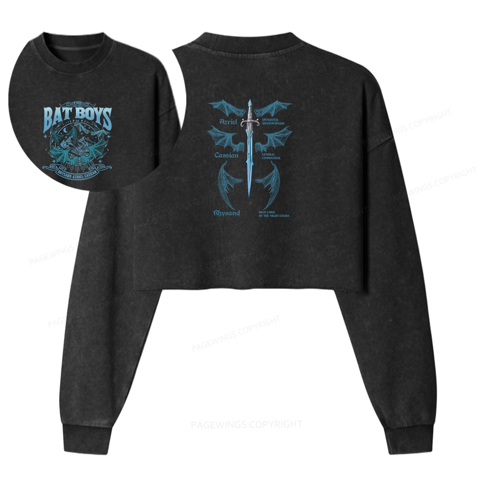 Pagewings Bat Boys Washed Crop Sweatshirt