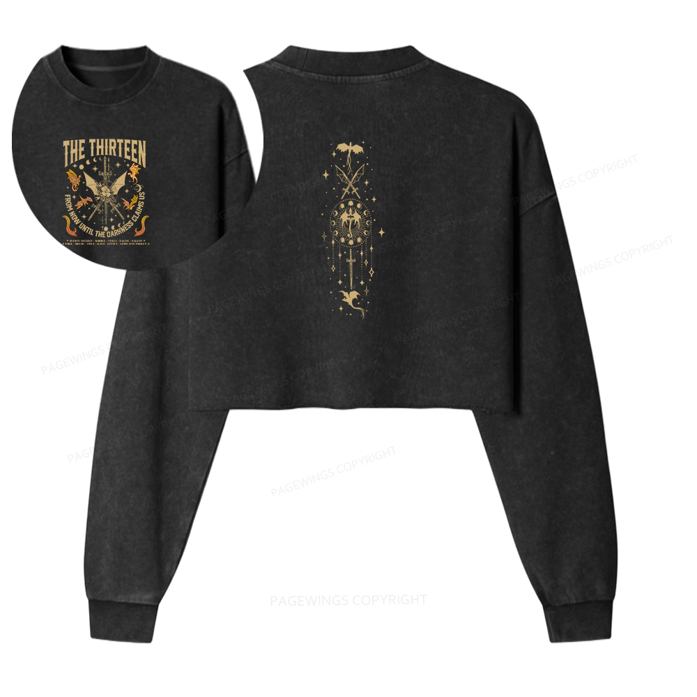 Pagewings The Darkness Claims Us Washed Crop Sweatshirt