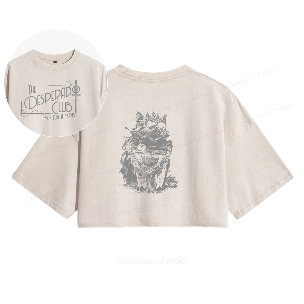 Pagewings The Desperado Club Women's Washed Cropped T-shirt