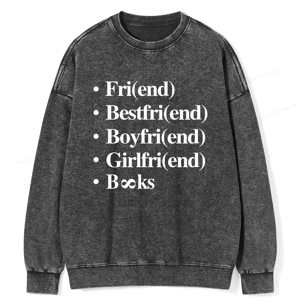 Pagewings Friends Love And Books Matter Unisex Washed Sweatshirt