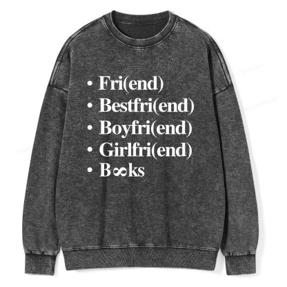 Pagewings Friends Love And Books Matter Unisex Washed Sweatshirt