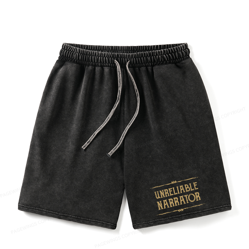Pagewings Unreliable Narrator Unisex Washed Shorts
