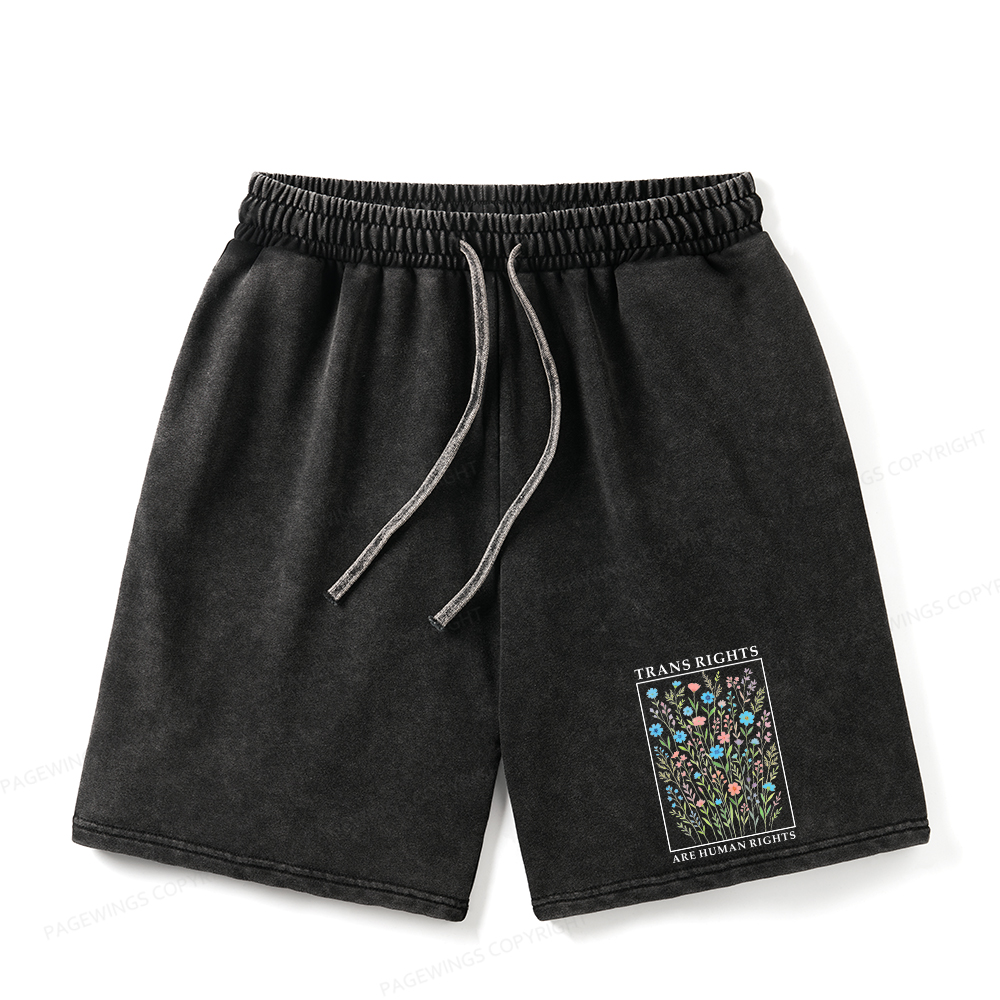 Pagewings Trans Rights Are Human Rights Unisex Washed Shorts