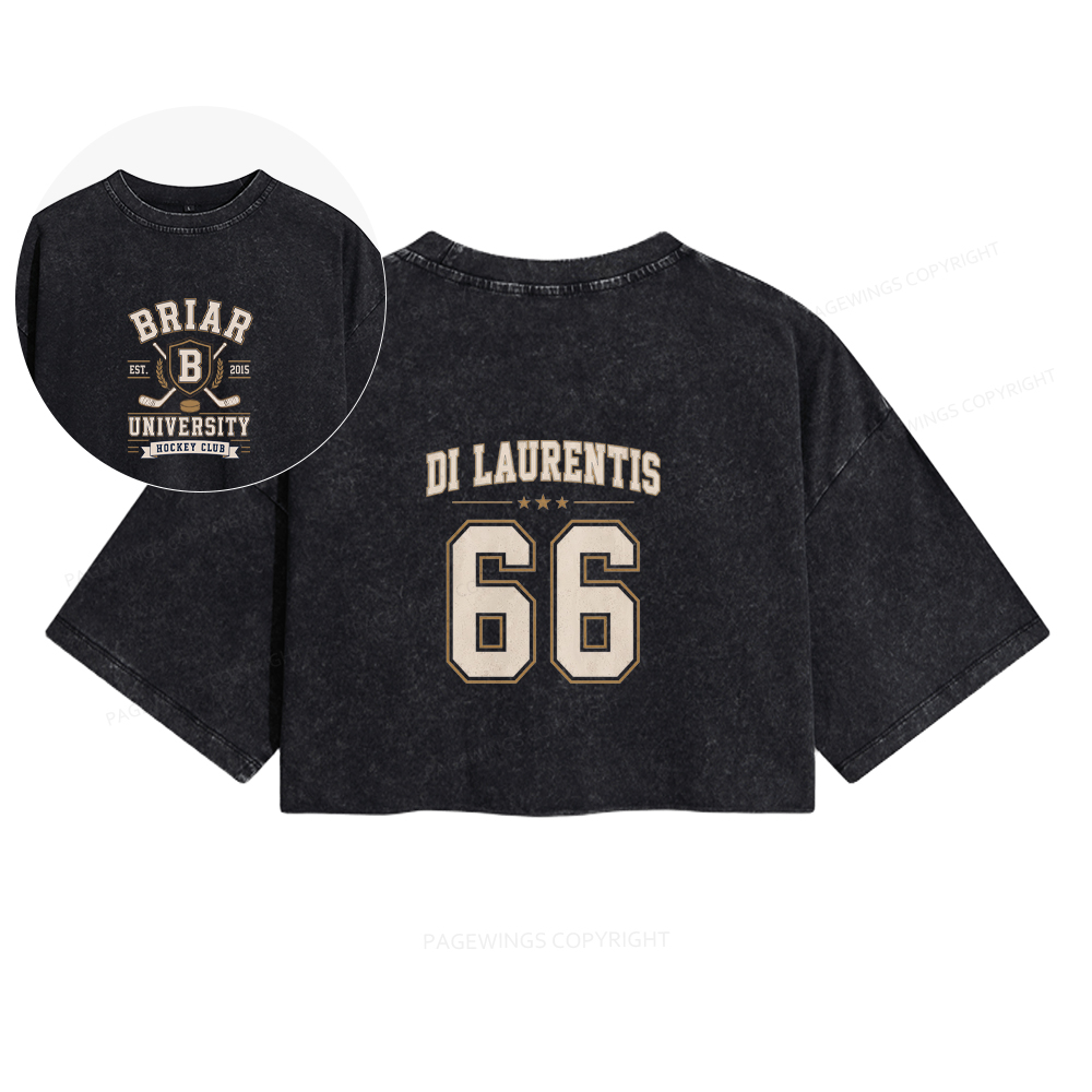 Pagewings Hockey Romance Women's Washed Cropped T-shirt