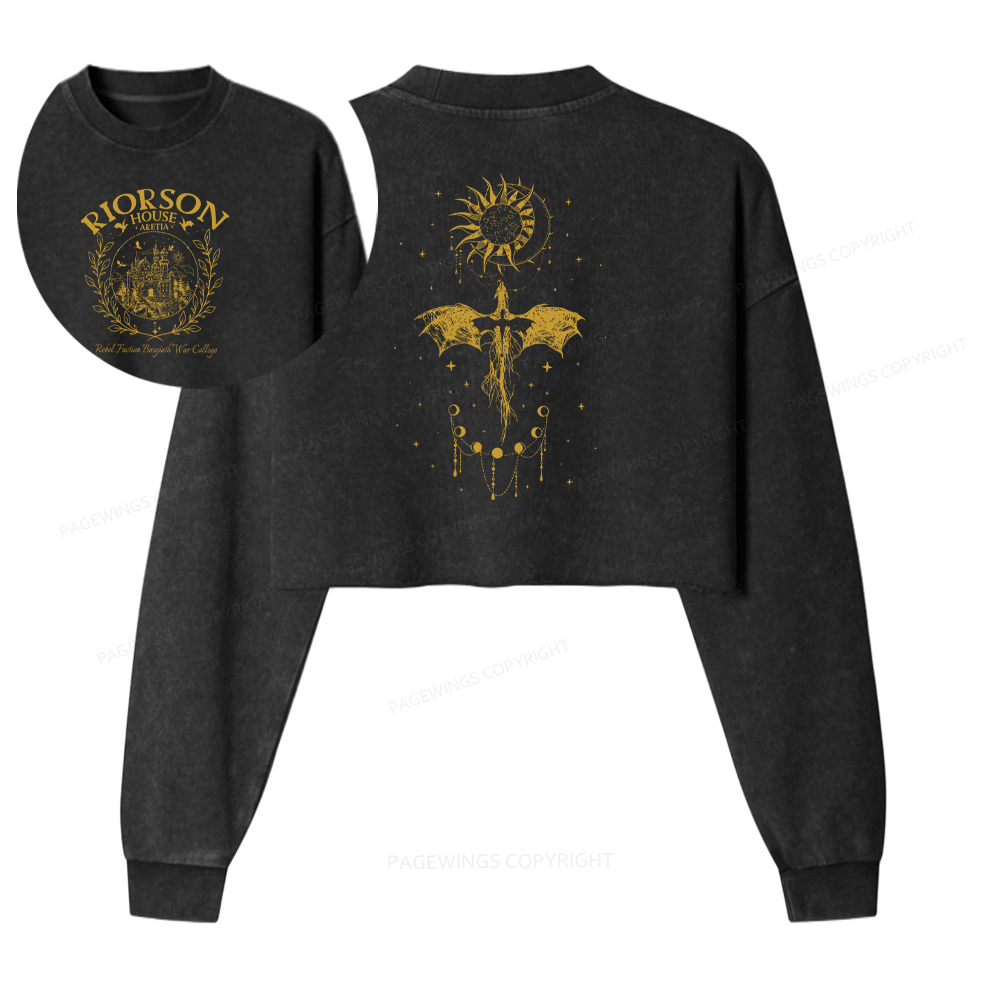 Pagewings Fantasy Reading Women Washed Crop Sweatshirt