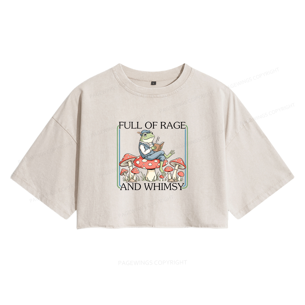 Pagewings Full Of Rage and Whimsy Women's Washed Cropped T-shirt
