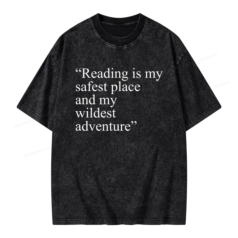 Pagewings Reading Is My Safest Place Unisex Washed T-shirt