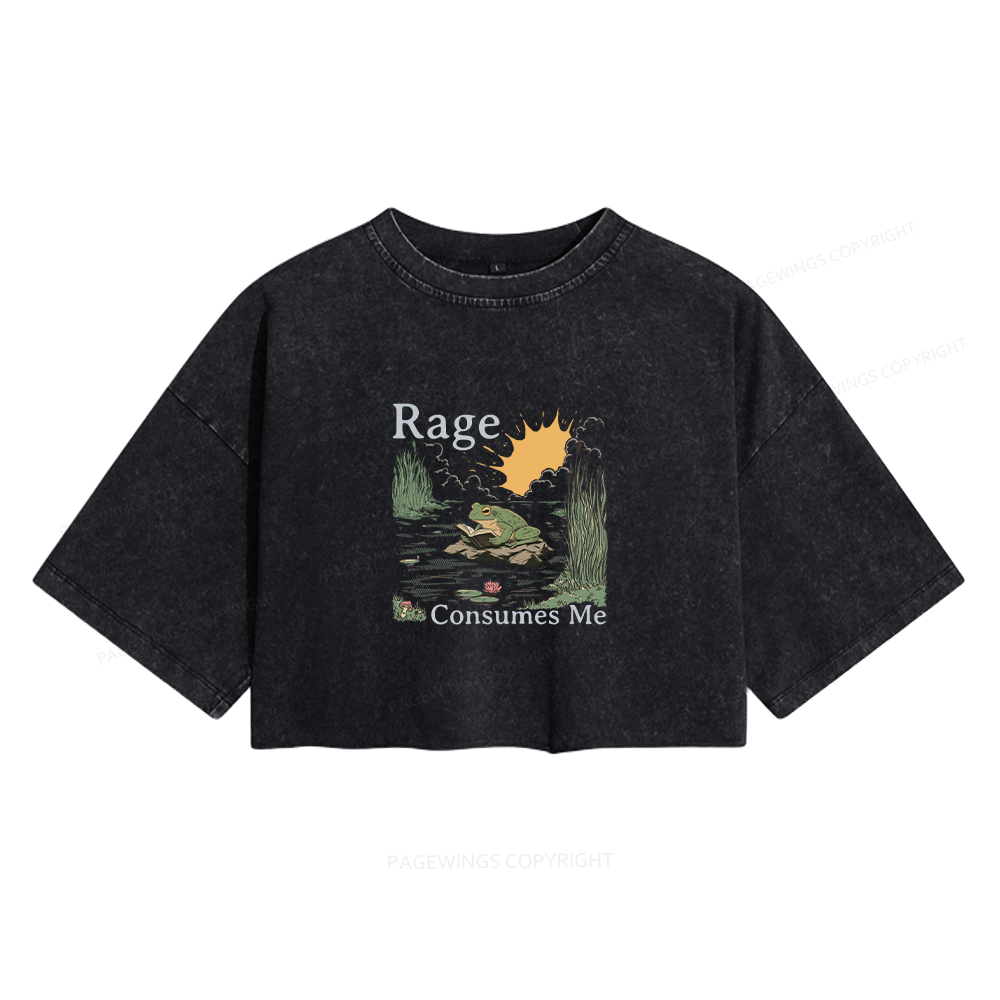 Pagewings Rage Consumes Me Women's Washed Cropped T-shirt