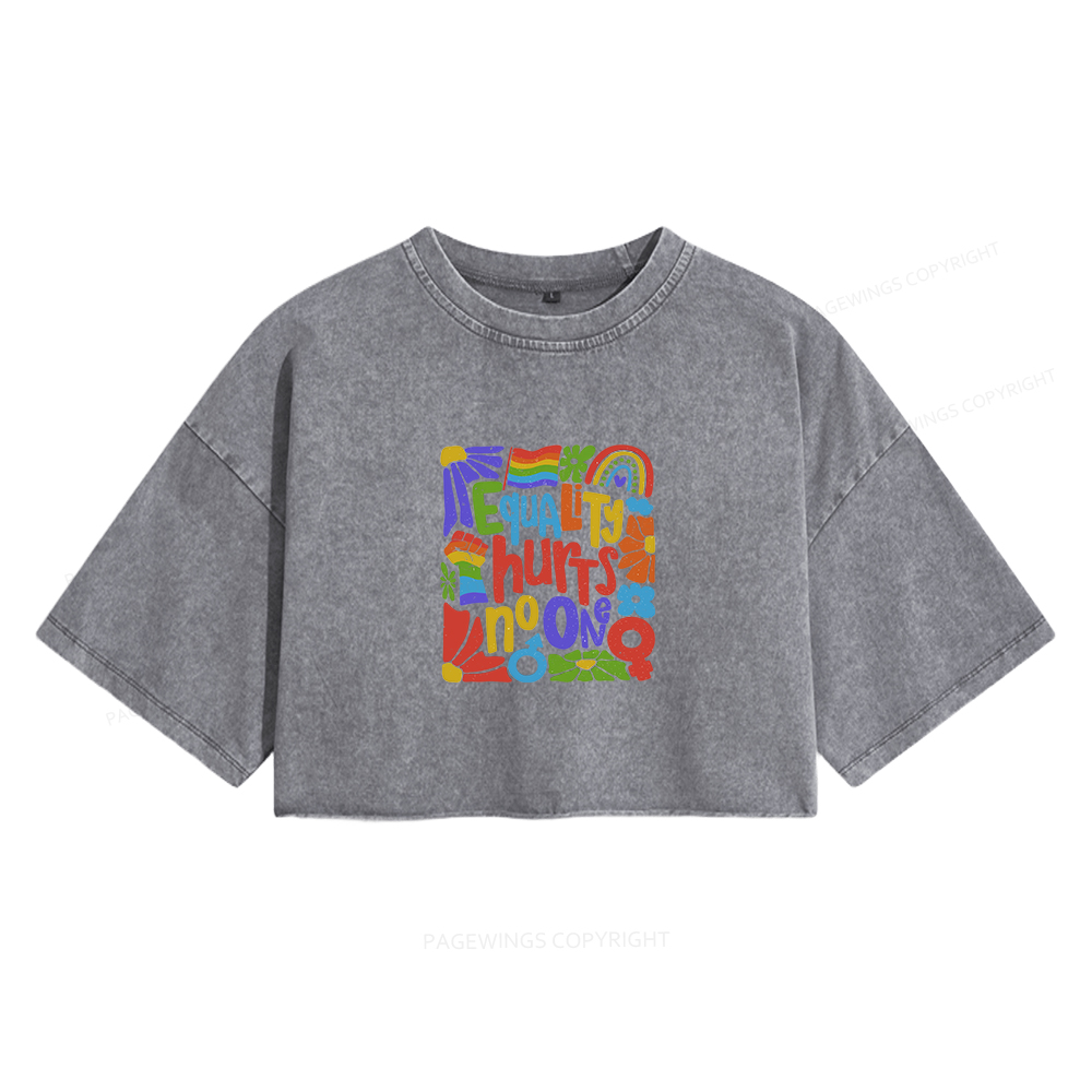 Pagewings Equality Hurts No One Women's Washed Cropped T-shirt