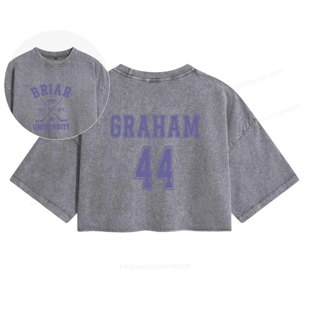 Pagewings Hockey Romance Women's Washed Cropped T-shirt