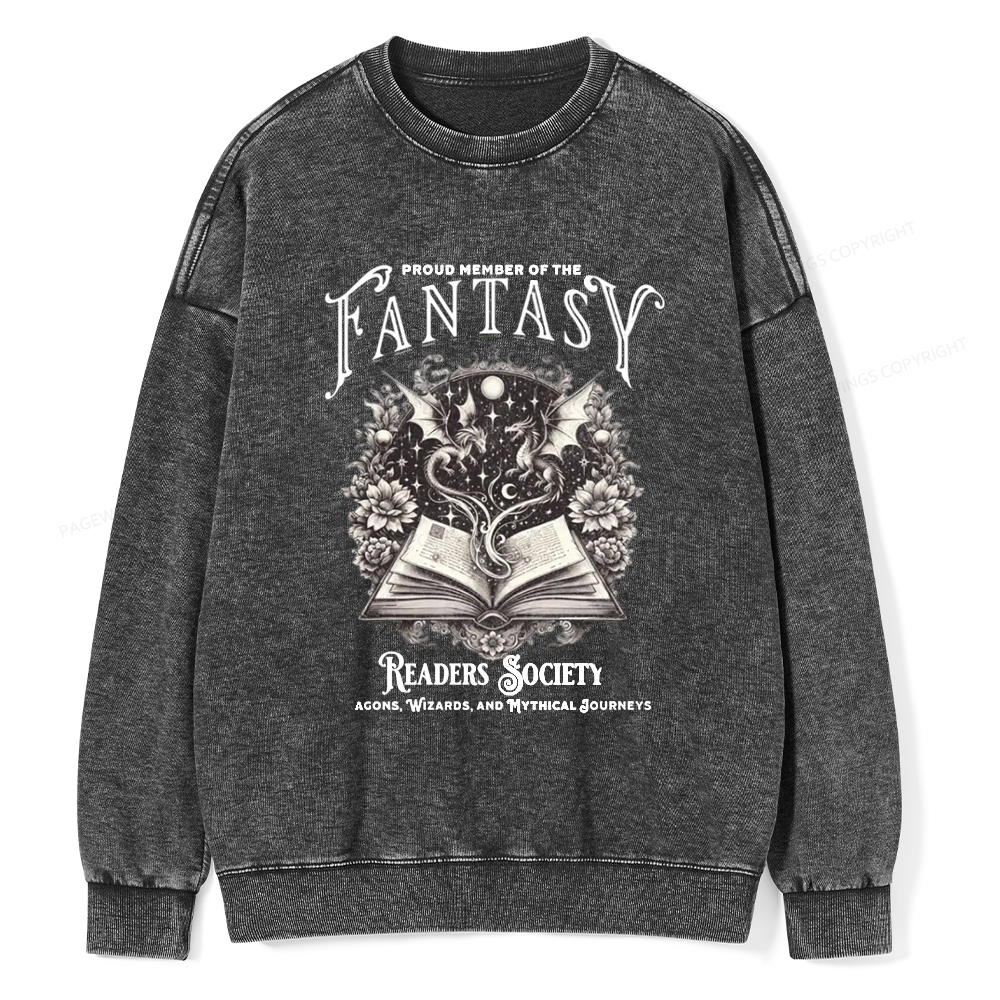 Pagewings Fantasy Readers Society Unisex Washed Sweatshirt