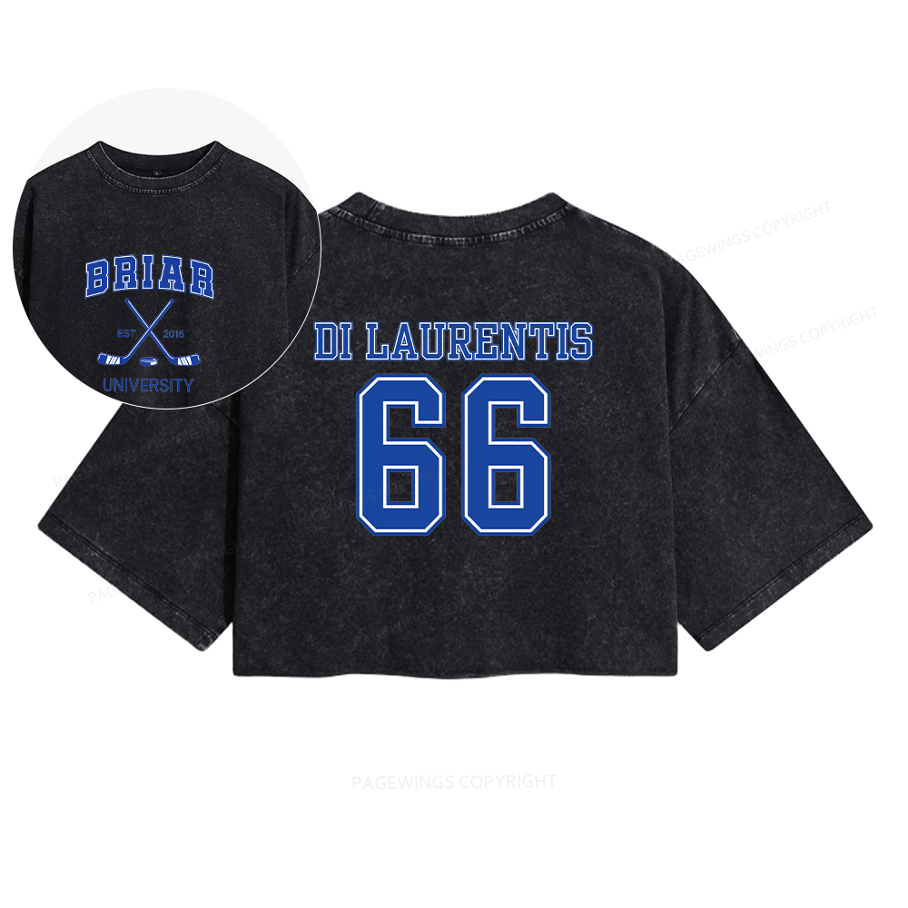 Pagewings Hockey Romance Women's Washed Cropped T-shirt