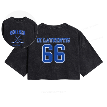 Pagewings Hockey Romance Women's Washed Cropped T-shirt